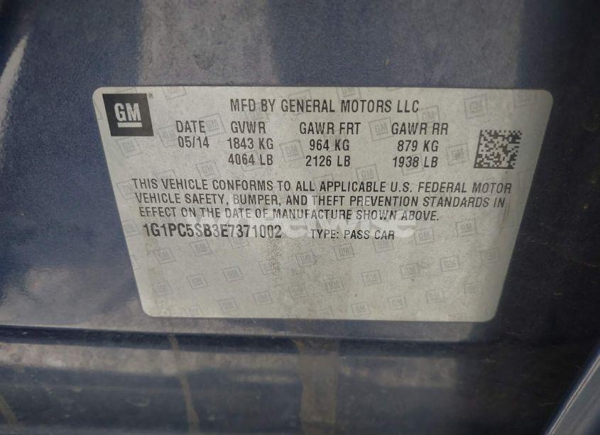 Photo 9 of 2014 Chevrolet Cruze 1LT AUTO (VIN 1G1PC5SB3E7371002)