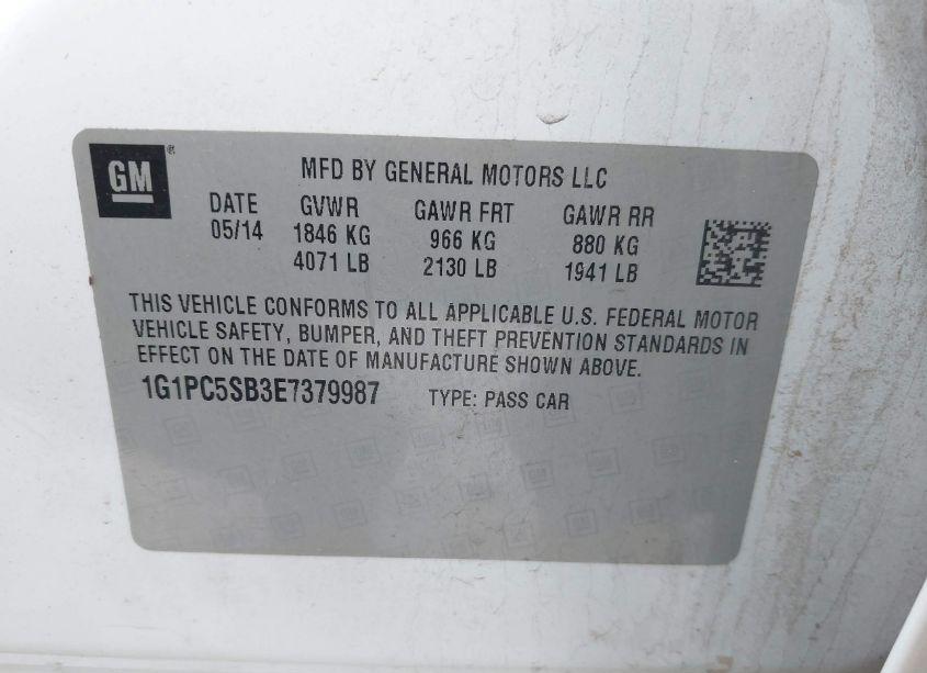 Photo 9 of 2014 Chevrolet Cruze 1LT AUTO (VIN 1G1PC5SB3E7379987)