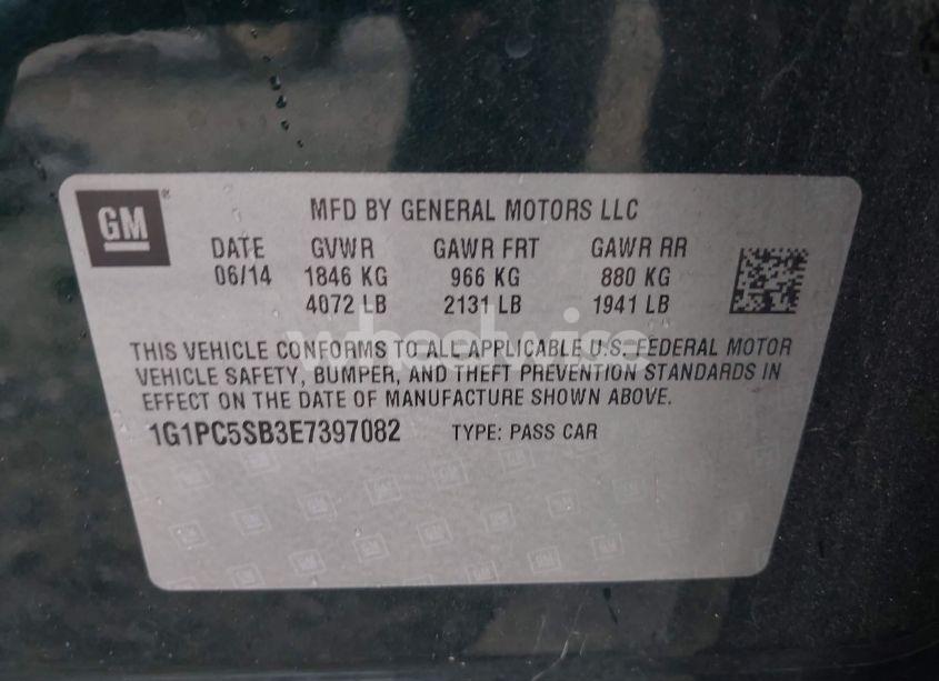 Photo 9 of 2014 Chevrolet Cruze 1LT AUTO (VIN 1G1PC5SB3E7397082)