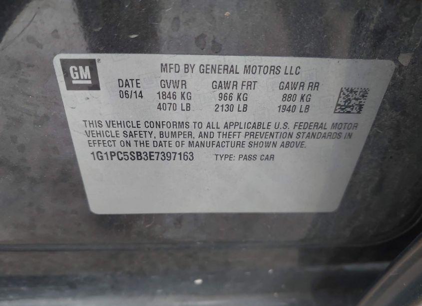 Photo 9 of 2014 Chevrolet Cruze 1LT AUTO (VIN 1G1PC5SB3E7397163)