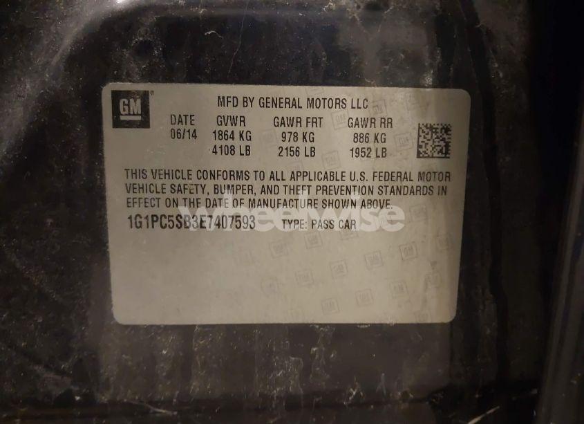 Photo 9 of 2014 Chevrolet Cruze 1LT AUTO (VIN 1G1PC5SB3E7407593)