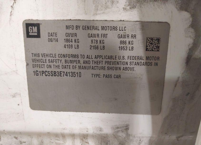 Photo 9 of 2014 Chevrolet Cruze 1LT AUTO (VIN 1G1PC5SB3E7413510)