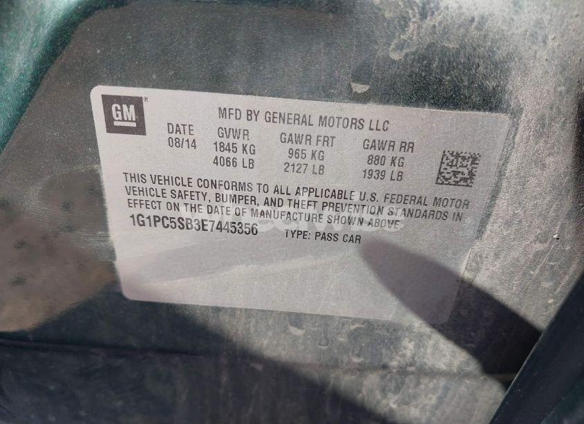 Photo 9 of 2014 Chevrolet Cruze 1LT AUTO (VIN 1G1PC5SB3E7445356)