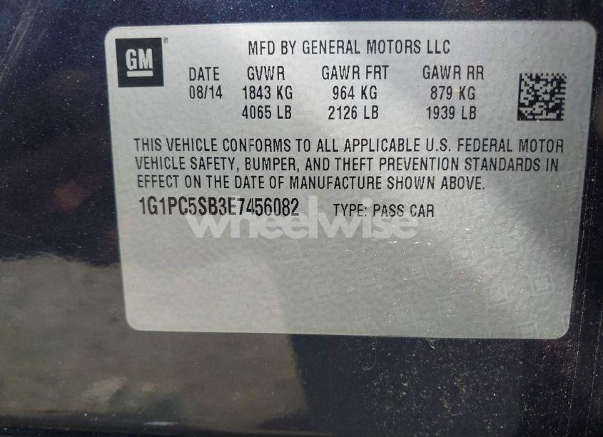 Photo 9 of 2014 Chevrolet Cruze LT (VIN 1G1PC5SB3E7456082)