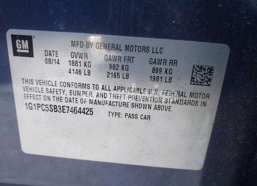 Photo 9 of 2014 Chevrolet Cruze 1LT AUTO (VIN 1G1PC5SB3E7464425)