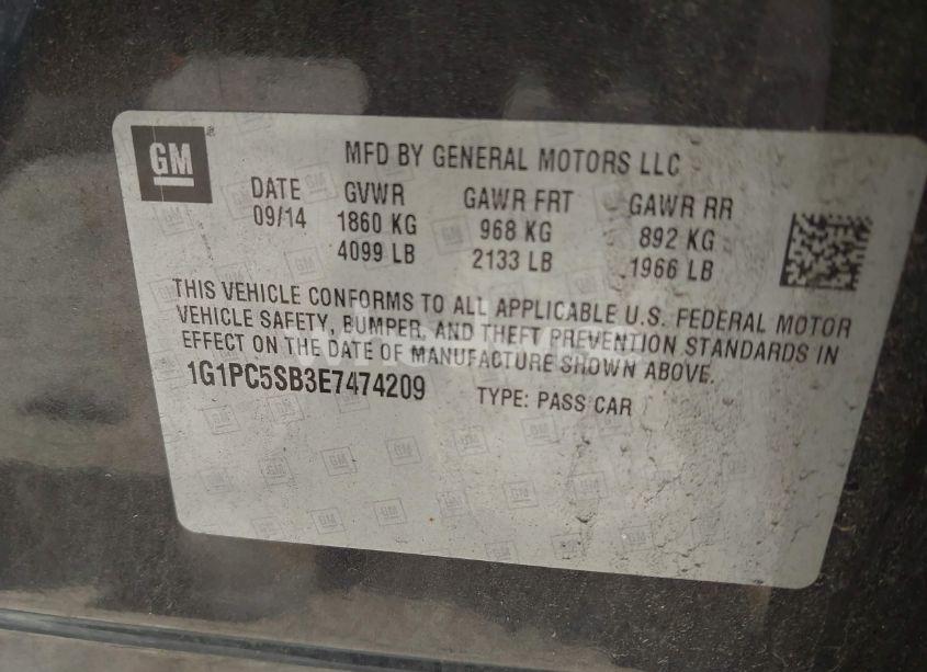 Photo 9 of 2014 Chevrolet Cruze 1LT AUTO (VIN 1G1PC5SB3E7474209)