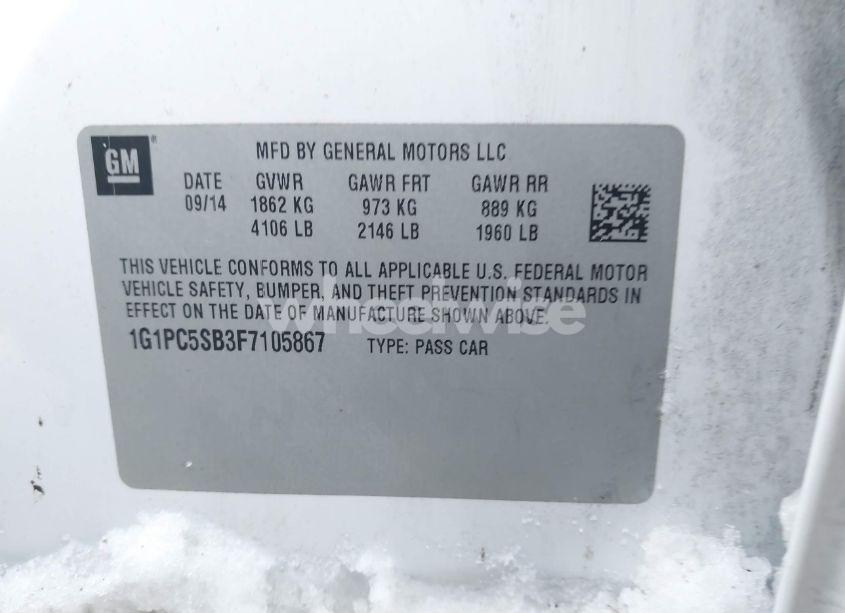 Photo 9 of 2015 Chevrolet Cruze 1LT AUTO (VIN 1G1PC5SB3F7105867)