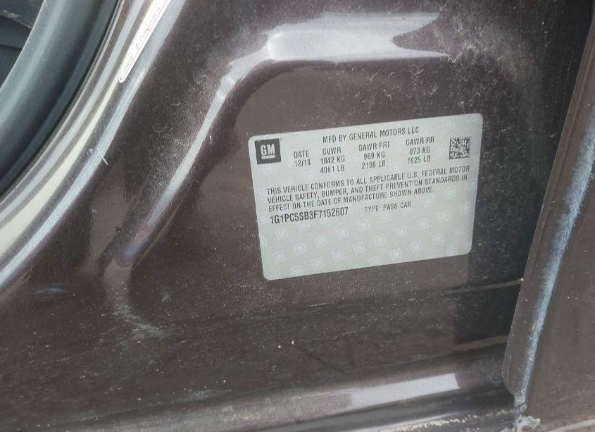 Photo 9 of 2015 Chevrolet Cruze 1LT AUTO (VIN 1G1PC5SB3F7152607)