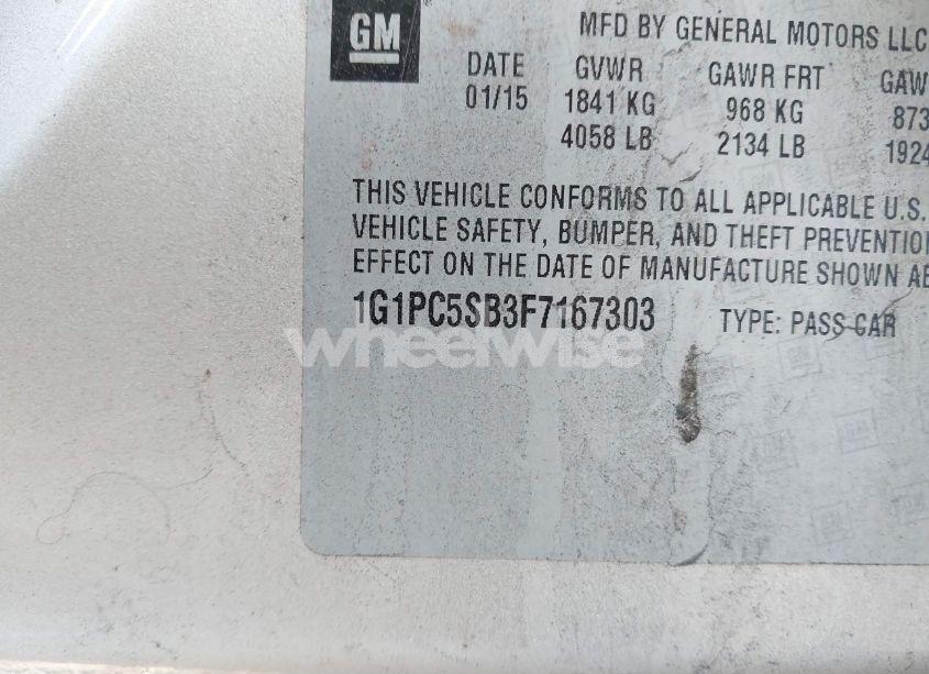 Photo 9 of 2015 Chevrolet Cruze 1LT AUTO (VIN 1G1PC5SB3F7167303)