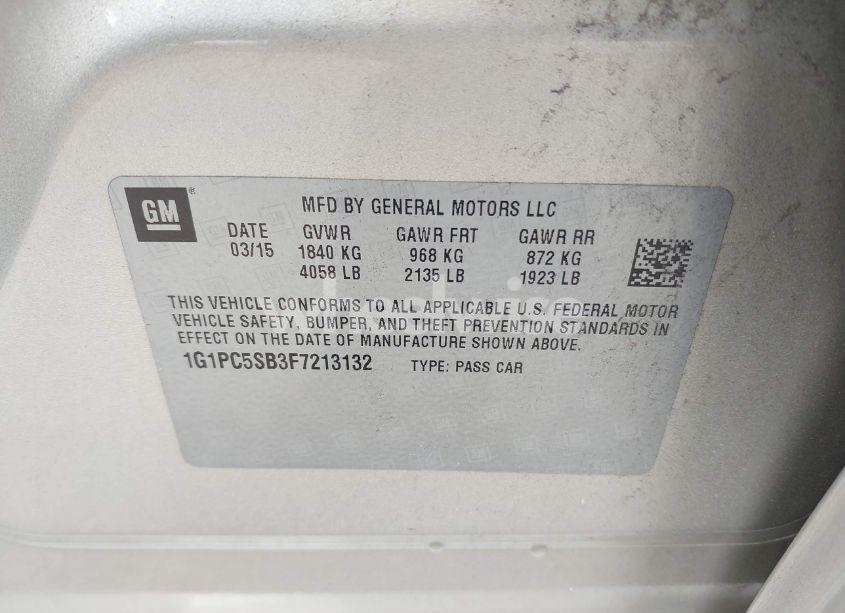 Photo 9 of 2015 Chevrolet Cruze 1LT AUTO (VIN 1G1PC5SB3F7213132)