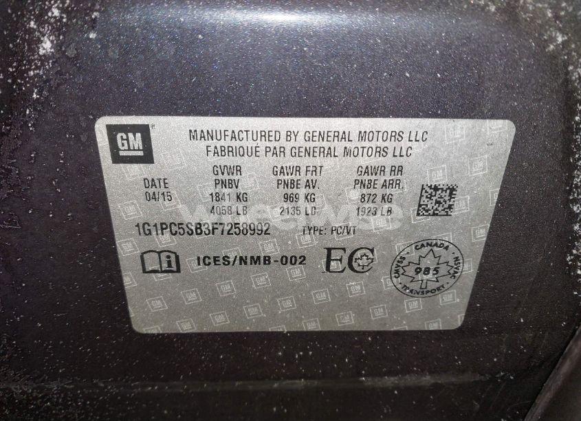 Photo 9 of 2015 Chevrolet Cruze 1LT AUTO (VIN 1G1PC5SB3F7258992)