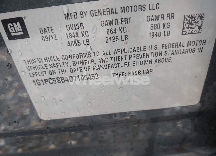 Photo 9 of 2013 Chevrolet Cruze 1LT AUTO (VIN 1G1PC5SB4D7145453)