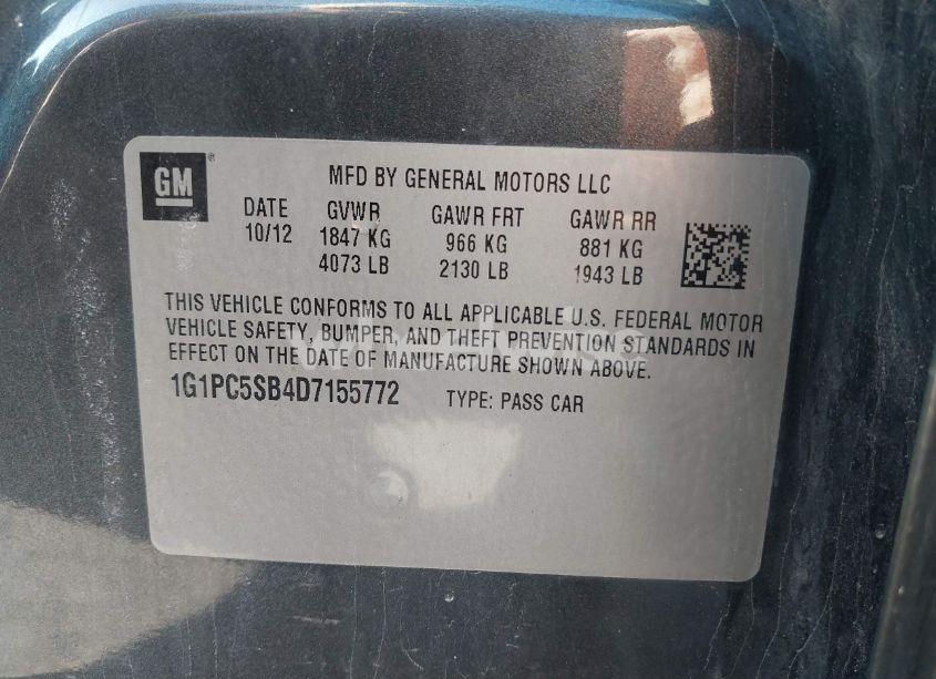 Photo 9 of 2013 Chevrolet Cruze 1LT AUTO (VIN 1G1PC5SB4D7155772)