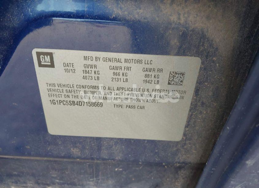 Photo 9 of 2013 Chevrolet Cruze 1LT AUTO (VIN 1G1PC5SB4D7158669)