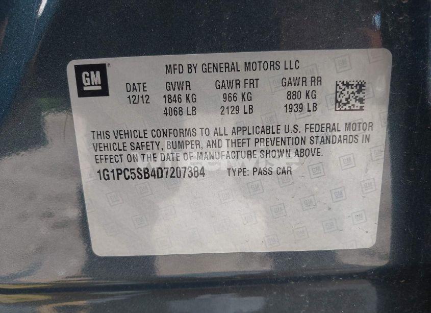 Photo 9 of 2013 Chevrolet Cruze 1LT AUTO (VIN 1G1PC5SB4D7207384)