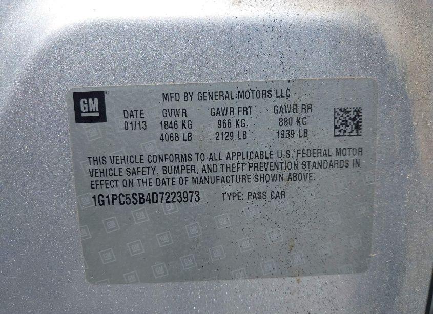 Photo 9 of 2013 Chevrolet Cruze 1LT AUTO (VIN 1G1PC5SB4D7223973)