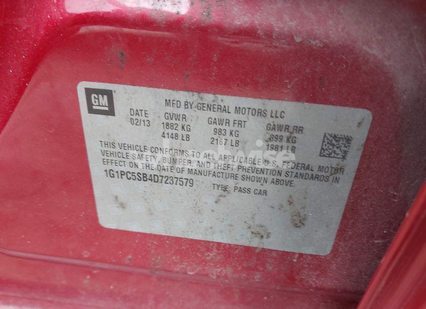 Photo 9 of 2013 Chevrolet Cruze 1LT AUTO (VIN 1G1PC5SB4D7237579)