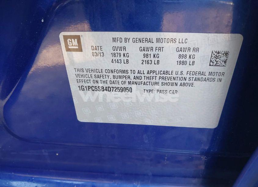 Photo 9 of 2013 Chevrolet Cruze 1LT AUTO (VIN 1G1PC5SB4D7259050)