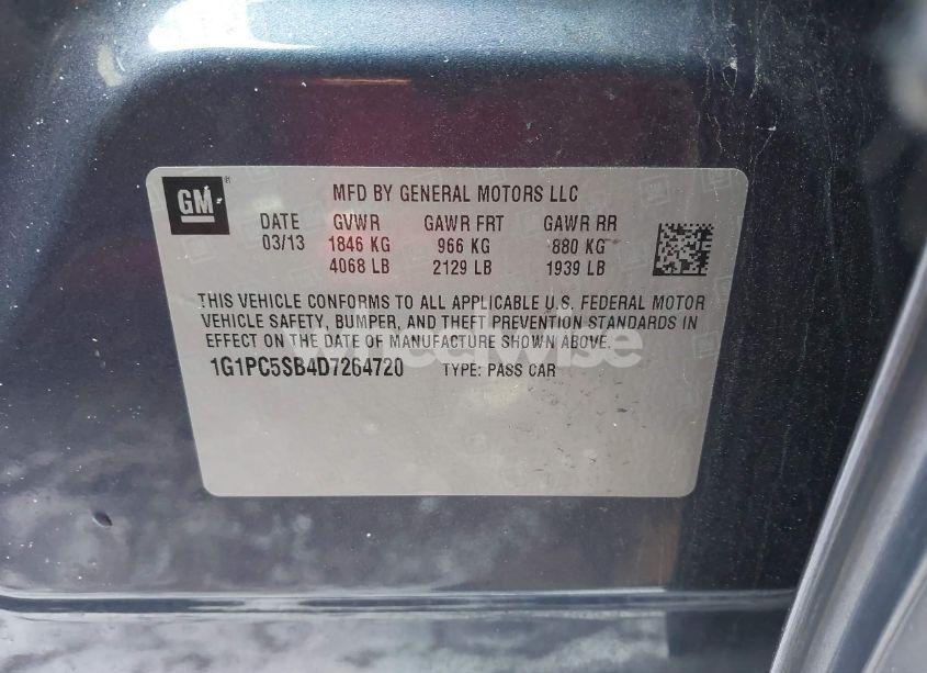 Photo 9 of 2013 Chevrolet Cruze 1LT AUTO (VIN 1G1PC5SB4D7264720)