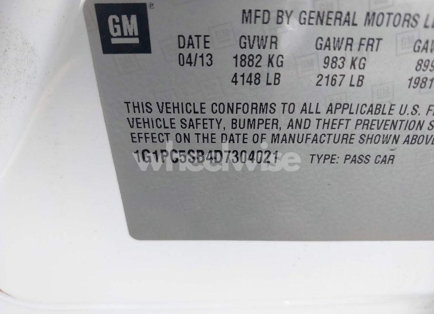 Photo 9 of 2013 Chevrolet Cruze 1LT AUTO (VIN 1G1PC5SB4D7304021)