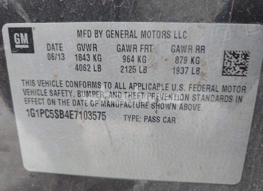 Photo 9 of 2014 Chevrolet Cruze 1LT AUTO (VIN 1G1PC5SB4E7103575)