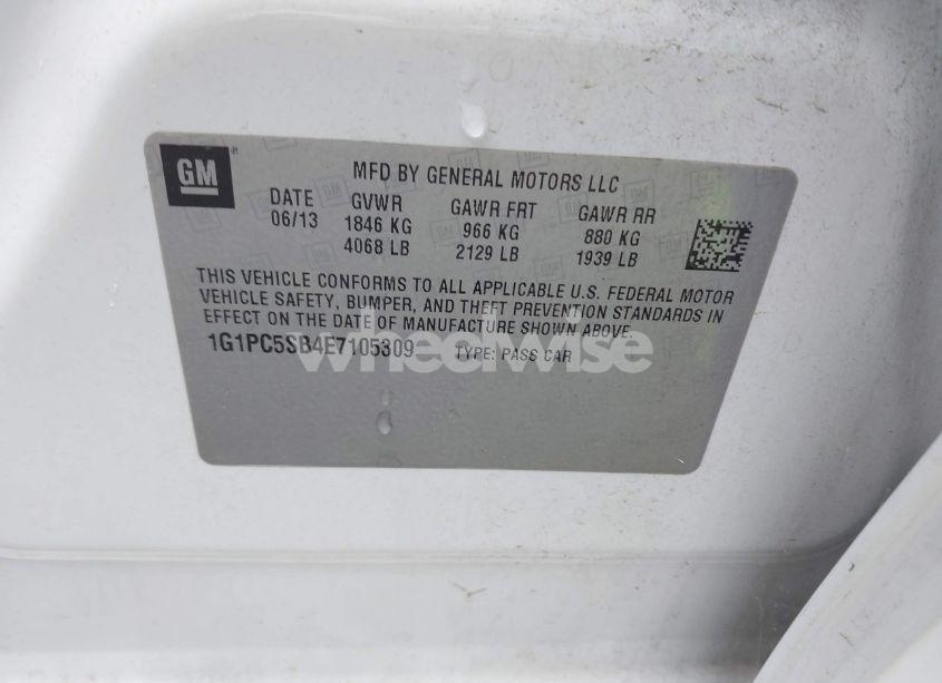 Photo 9 of 2014 Chevrolet Cruze 1LT AUTO (VIN 1G1PC5SB4E7105309)