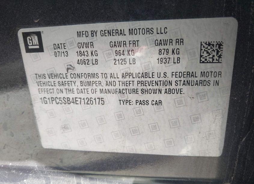 Photo 9 of 2014 Chevrolet Cruze 1LT AUTO (VIN 1G1PC5SB4E7126175)