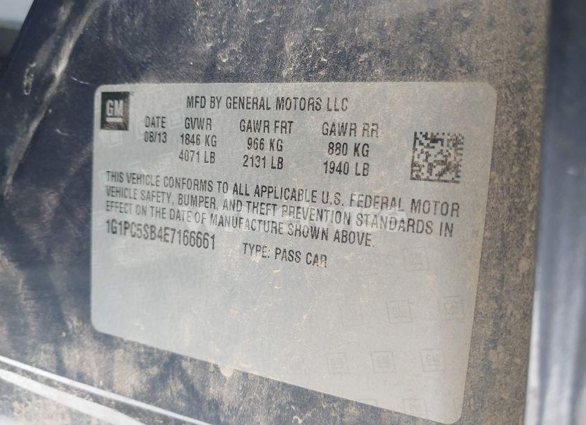 Photo 9 of 2014 Chevrolet Cruze 1LT AUTO (VIN 1G1PC5SB4E7166661)