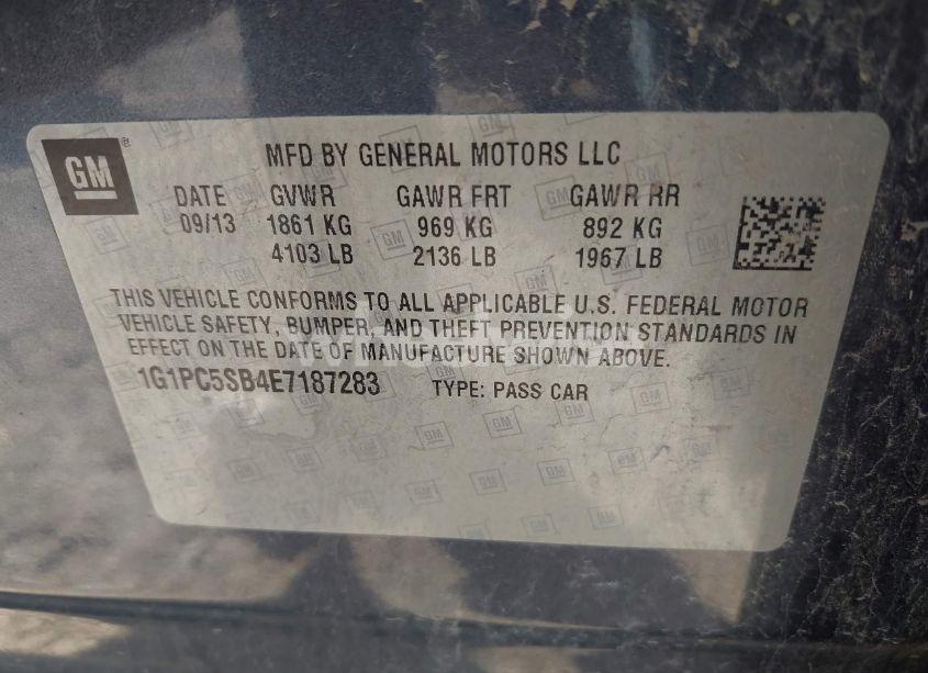 Photo 9 of 2014 Chevrolet Cruze 1LT AUTO (VIN 1G1PC5SB4E7187283)