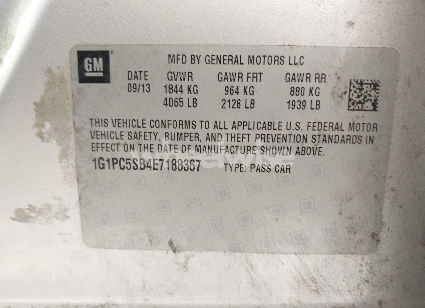 Photo 9 of 2014 Chevrolet Cruze 1LT AUTO (VIN 1G1PC5SB4E7188367)