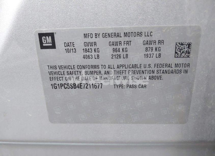 Photo 9 of 2014 Chevrolet Cruze 1LT AUTO (VIN 1G1PC5SB4E7211677)