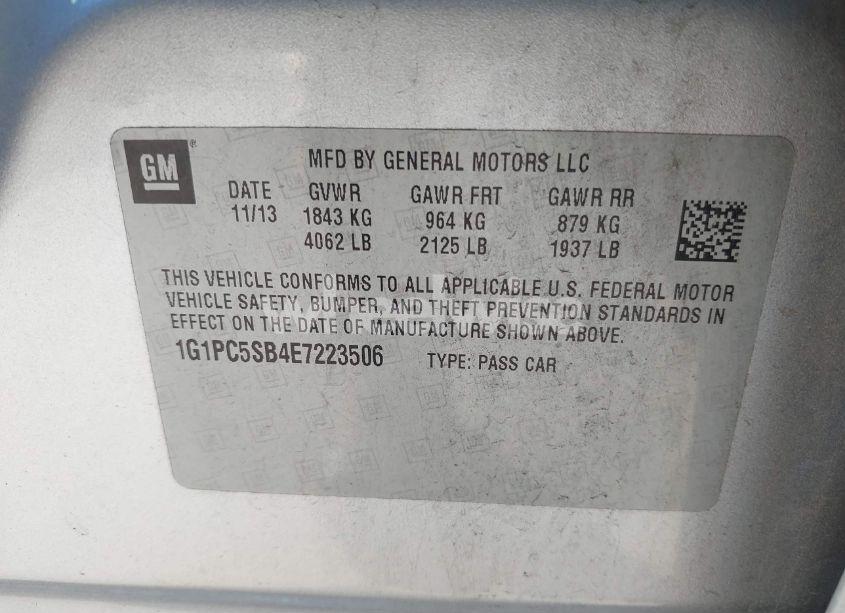 Photo 9 of 2014 Chevrolet Cruze 1LT AUTO (VIN 1G1PC5SB4E7223506)