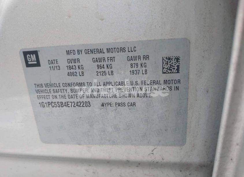 Photo 9 of 2014 Chevrolet Cruze 1LT AUTO (VIN 1G1PC5SB4E7242203)