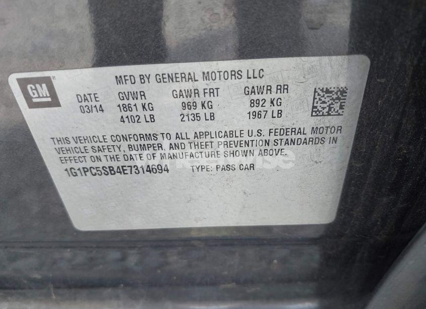 Photo 9 of 2014 Chevrolet Cruze 1LT AUTO (VIN 1G1PC5SB4E7314694)