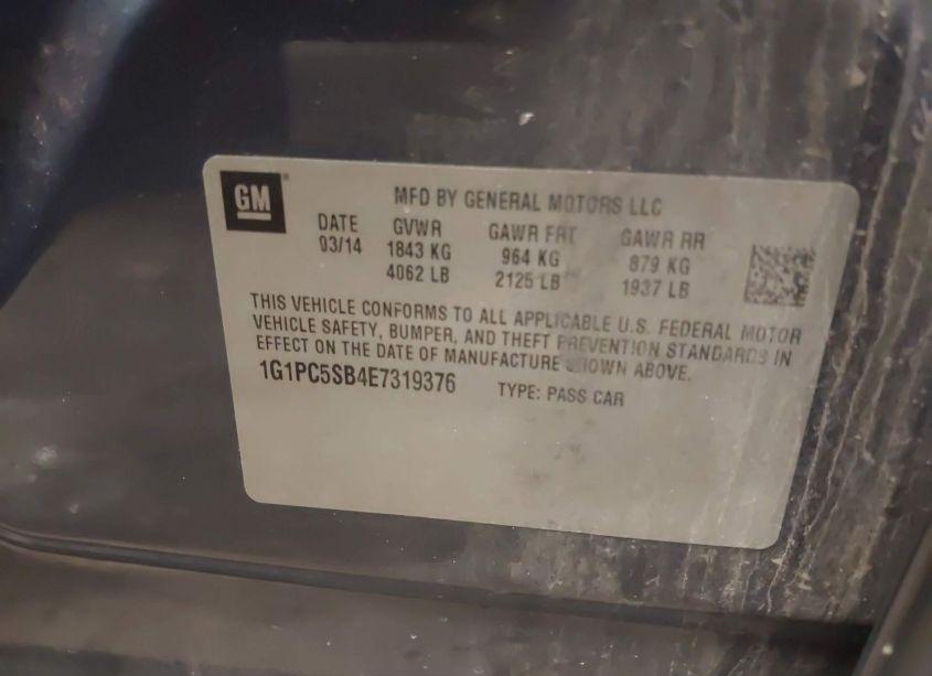 Photo 9 of 2014 Chevrolet Cruze 1LT AUTO (VIN 1G1PC5SB4E7319376)