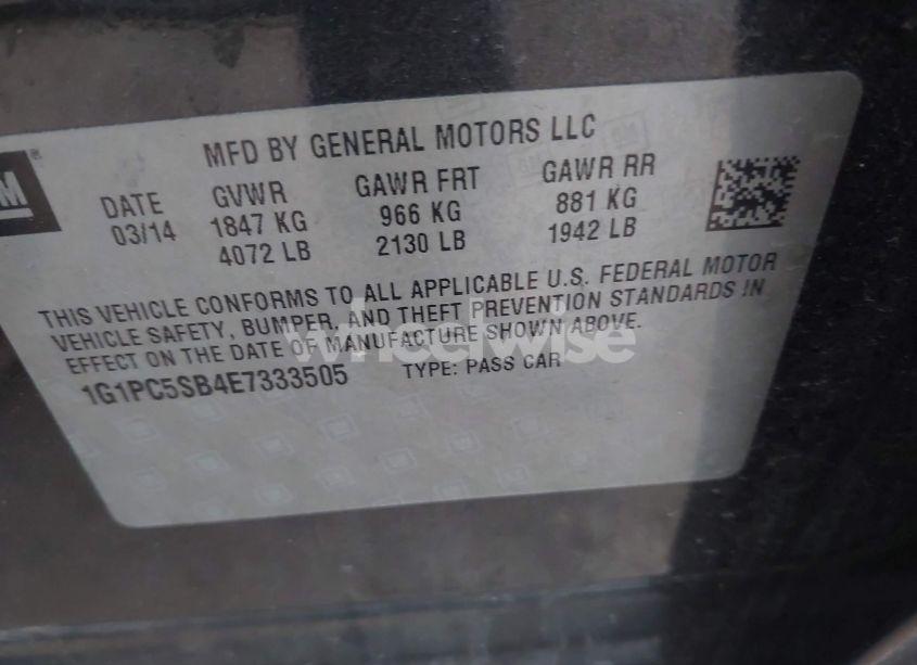 Photo 9 of 2014 Chevrolet Cruze 1LT AUTO (VIN 1G1PC5SB4E7333505)