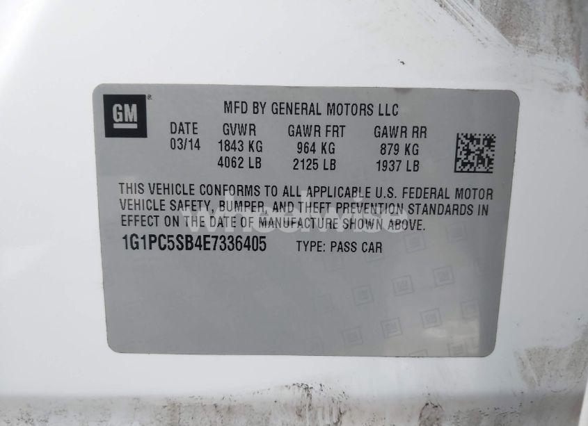 Photo 9 of 2014 Chevrolet Cruze 1LT AUTO (VIN 1G1PC5SB4E7336405)