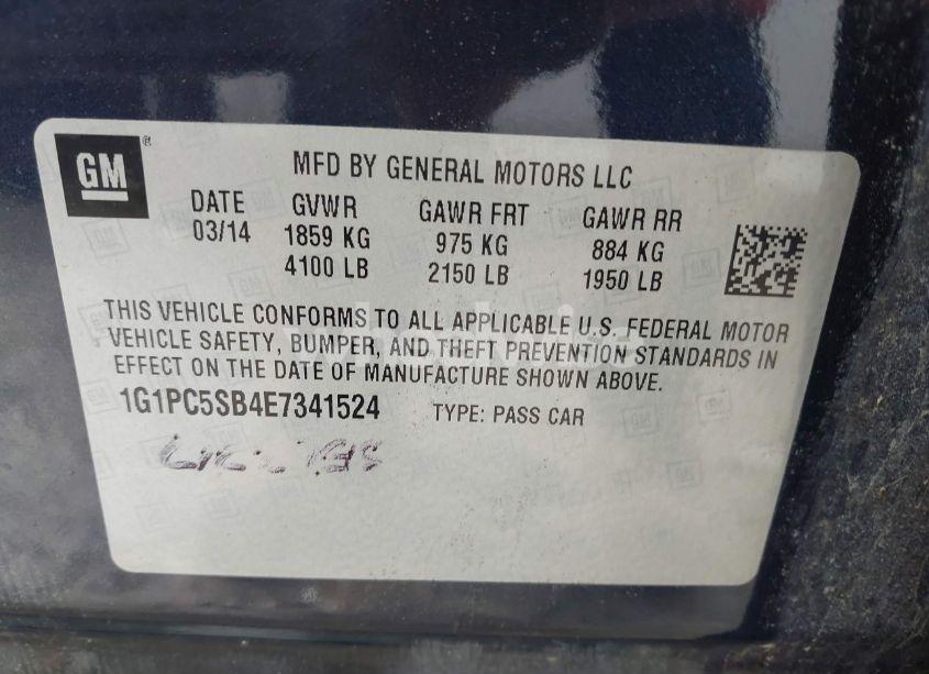 Photo 9 of 2014 Chevrolet Cruze 1LT AUTO (VIN 1G1PC5SB4E7341524)