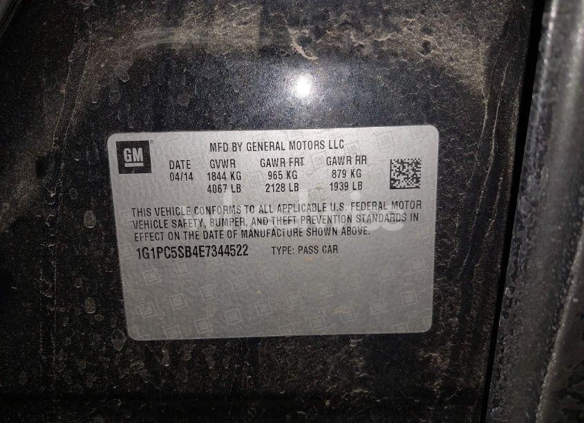 Photo 9 of 2014 Chevrolet Cruze LT (VIN 1G1PC5SB4E7344522)