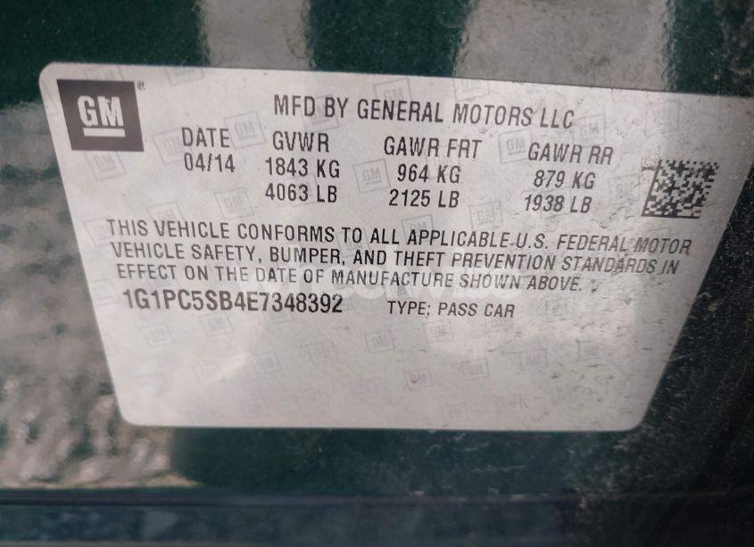 Photo 9 of 2014 Chevrolet Cruze 1LT AUTO (VIN 1G1PC5SB4E7348392)