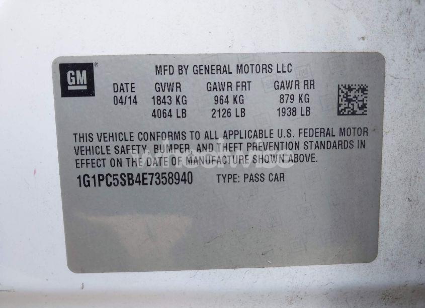 Photo 9 of 2014 Chevrolet Cruze 1LT AUTO (VIN 1G1PC5SB4E7358940)