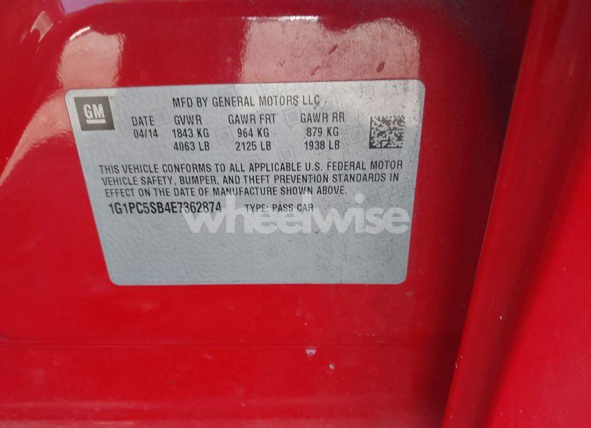 Photo 9 of 2014 Chevrolet Cruze 1LT AUTO (VIN 1G1PC5SB4E7362874)