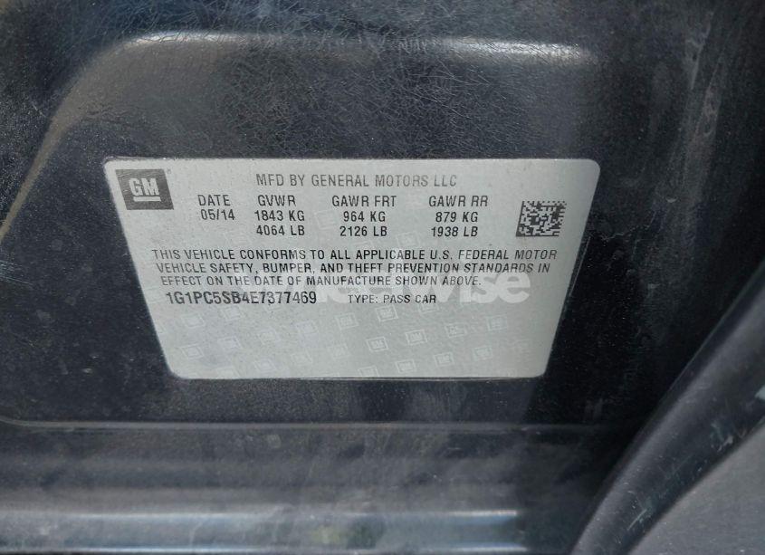 Photo 9 of 2014 Chevrolet Cruze 1LT AUTO (VIN 1G1PC5SB4E7377469)