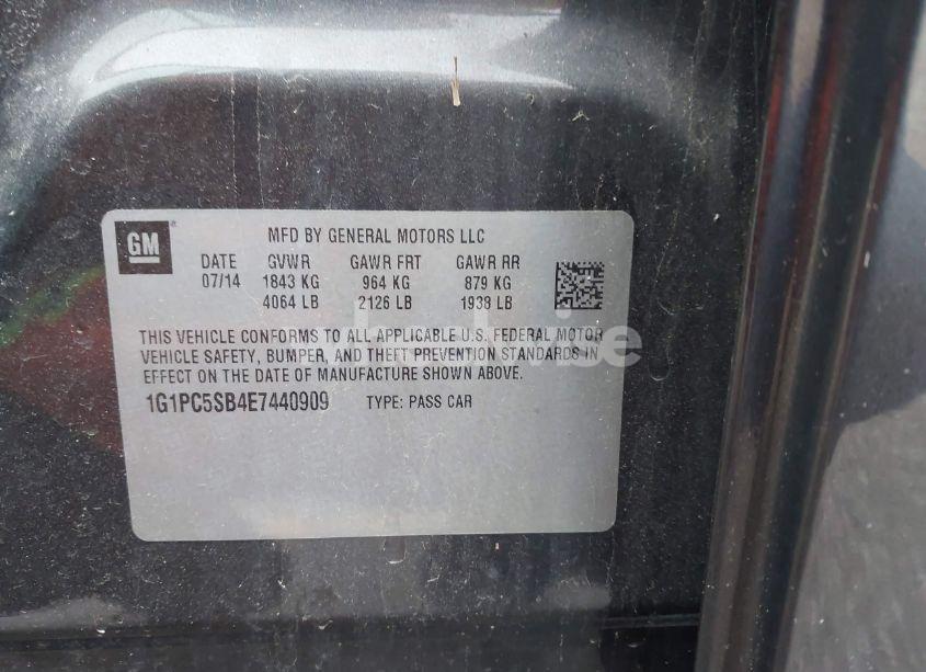 Photo 9 of 2014 Chevrolet Cruze 1LT AUTO (VIN 1G1PC5SB4E7440909)
