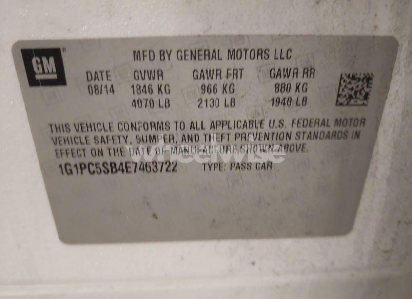 Photo 9 of 2014 Chevrolet Cruze 1LT AUTO (VIN 1G1PC5SB4E7463722)