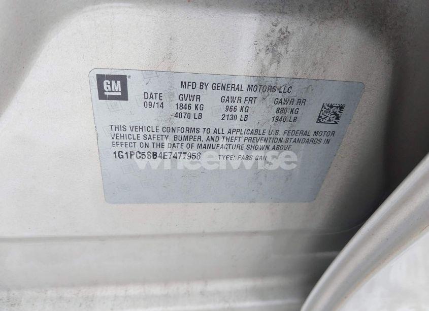 Photo 9 of 2014 Chevrolet Cruze 1LT AUTO (VIN 1G1PC5SB4E7477958)