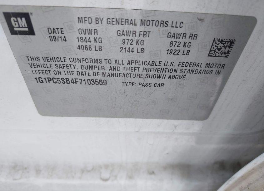 Photo 9 of 2015 Chevrolet Cruze 1LT AUTO (VIN 1G1PC5SB4F7103559)