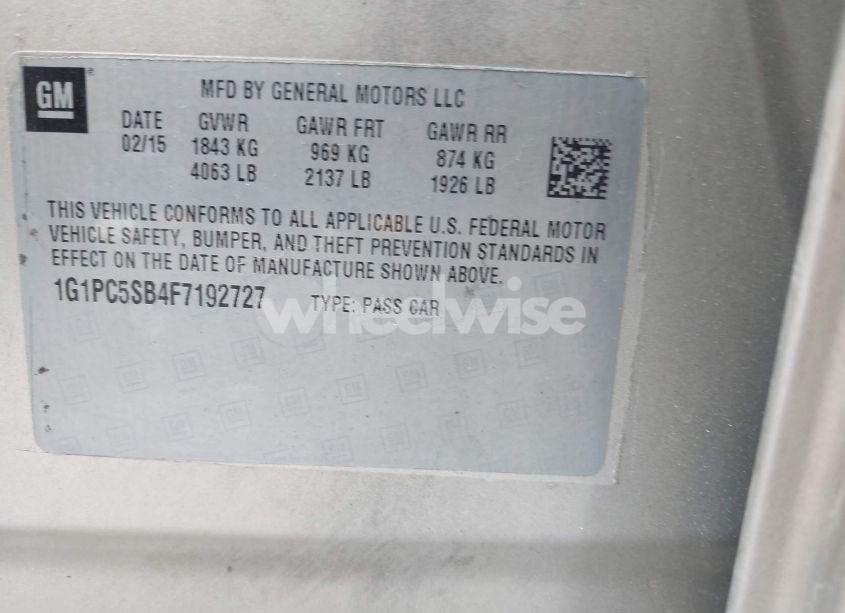 Photo 9 of 2015 Chevrolet Cruze 1LT AUTO (VIN 1G1PC5SB4F7192727)