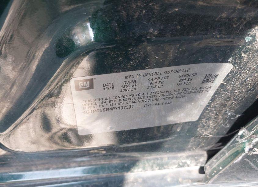 Photo 9 of 2015 Chevrolet Cruze 1LT AUTO (VIN 1G1PC5SB4F7197331)