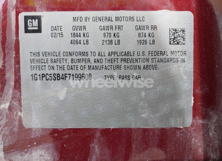Photo 9 of 2015 Chevrolet Cruze 1LT AUTO (VIN 1G1PC5SB4F7199600)